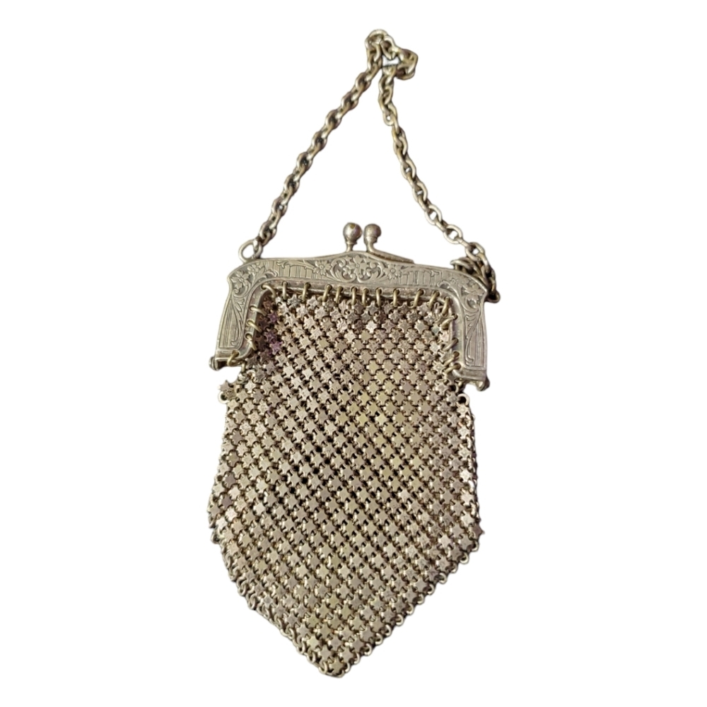 Antique 1920s Sterling Silver Mesh Coin Purse